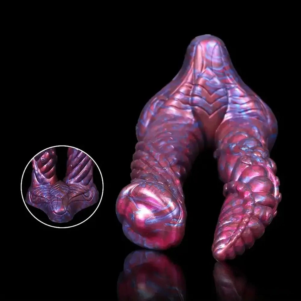 Colorful textured double-ended fantasy dildo, photo 12