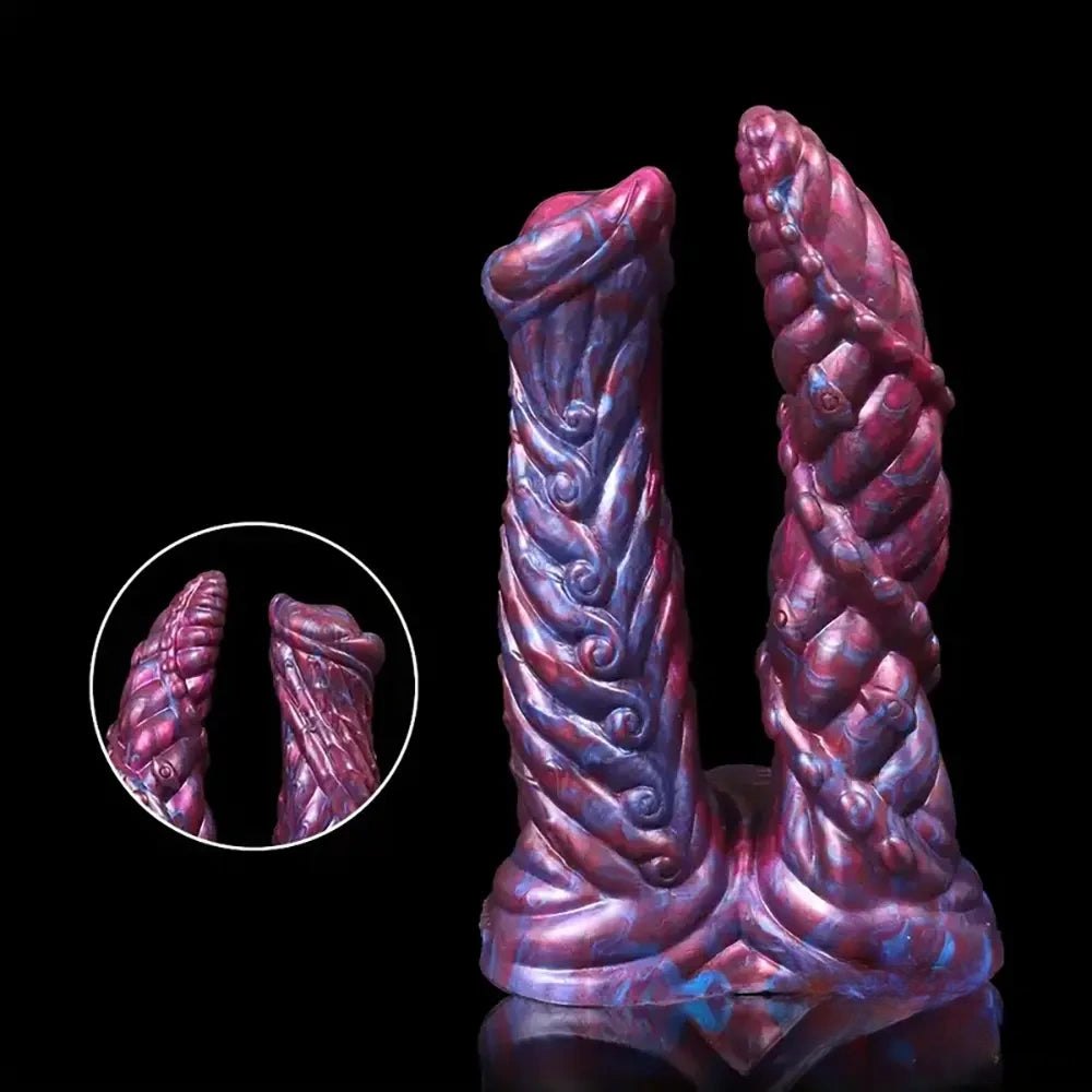 Colorful textured double-ended fantasy dildo, photo 13