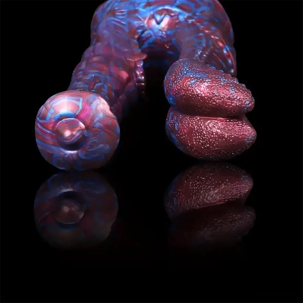 Colorful textured double-ended fantasy dildo, photo 15
