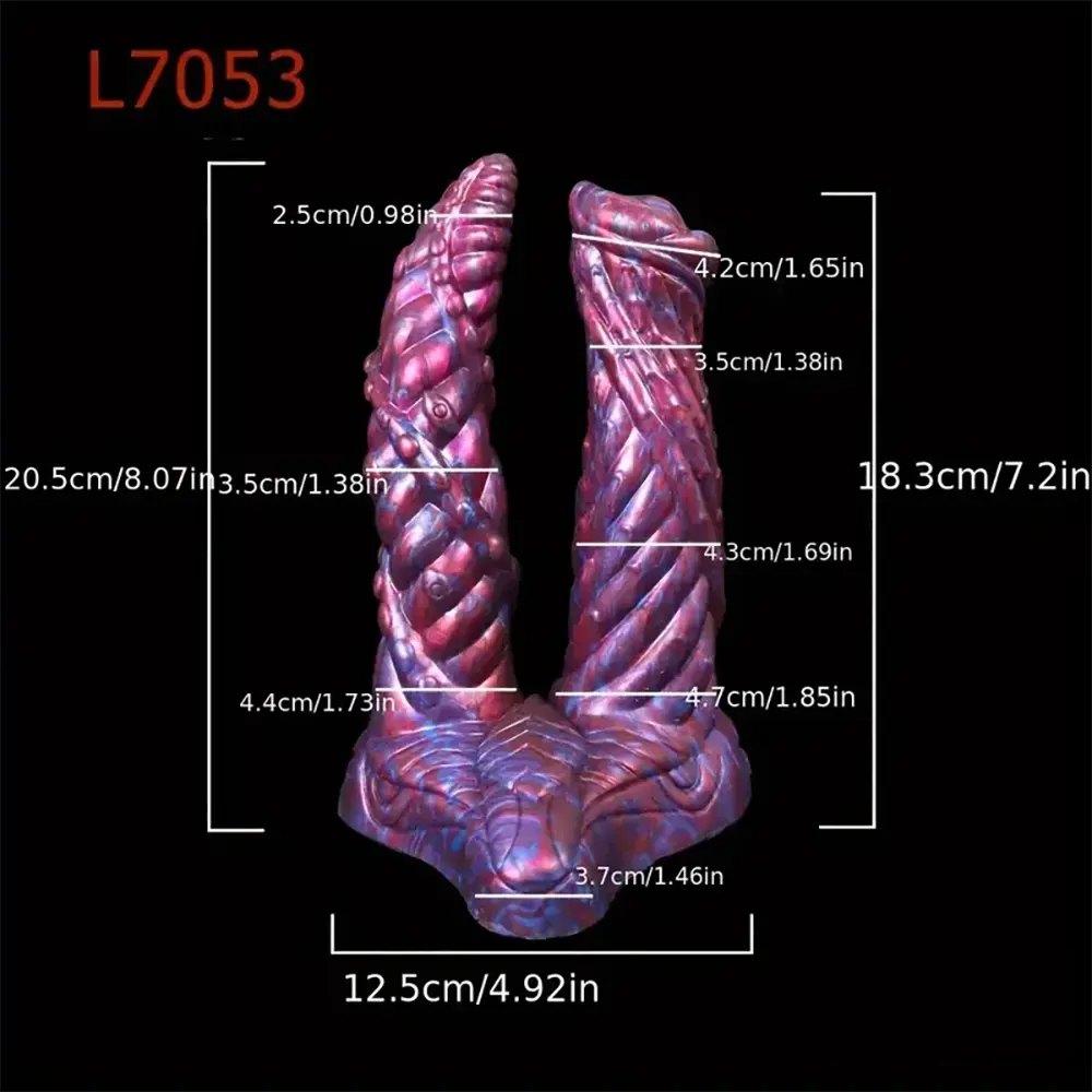 Colorful textured double-ended fantasy dildo, photo 16