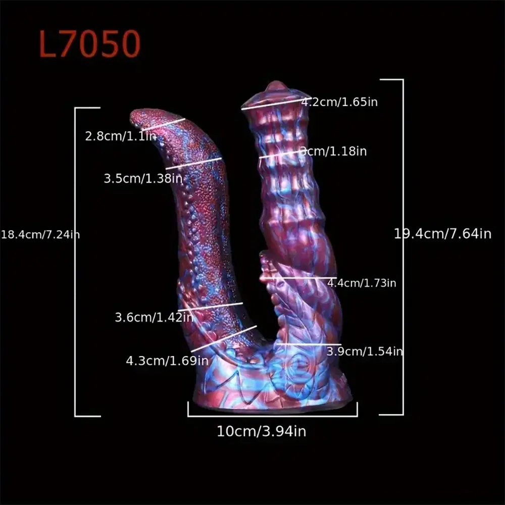 Colorful textured double-ended fantasy dildo, photo 17