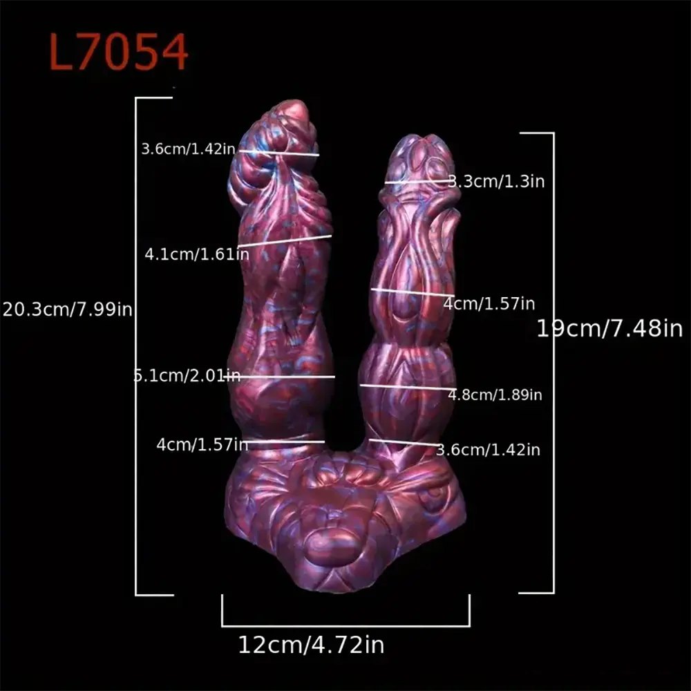 Colorful textured double-ended fantasy dildo, photo 18