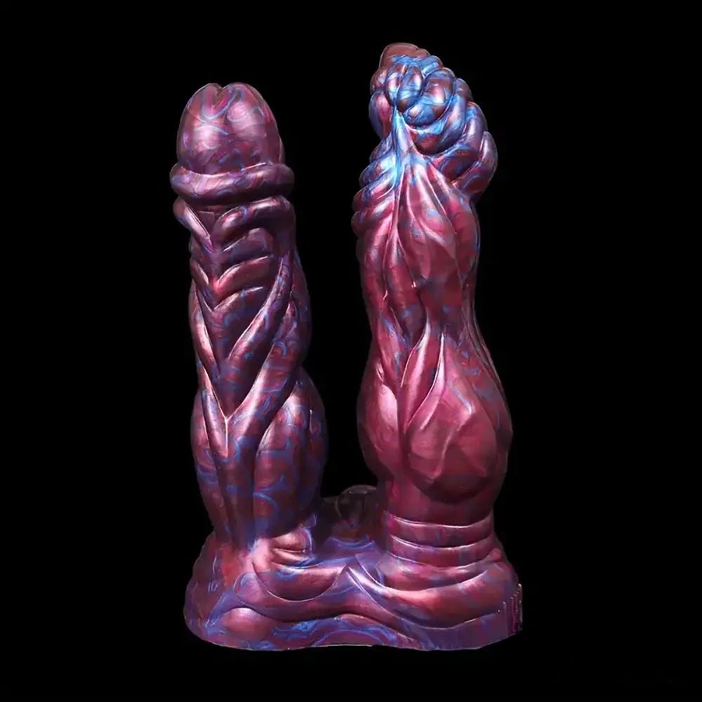 Colorful textured double-ended fantasy dildo, photo 3