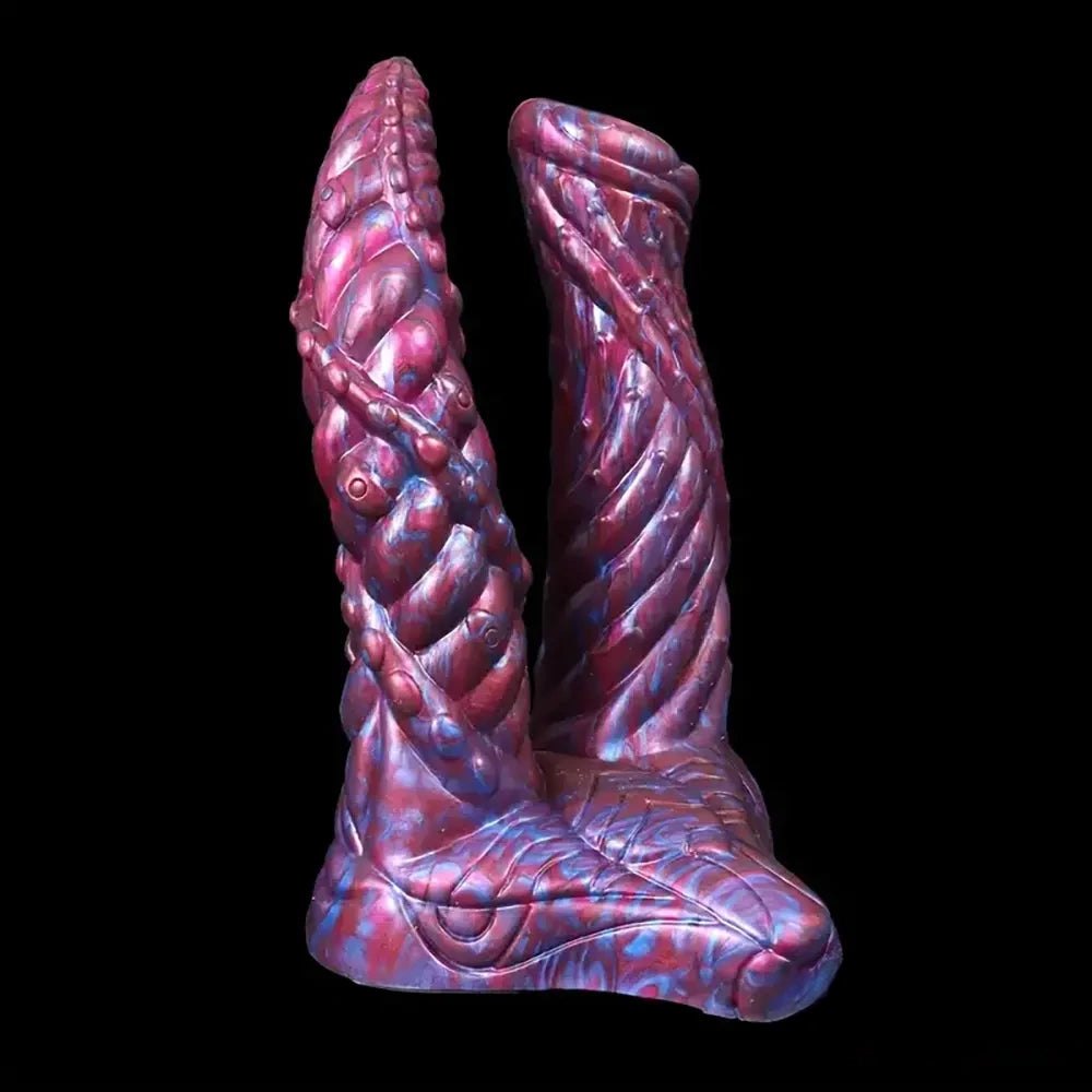 Colorful textured double-ended fantasy dildo, photo 4