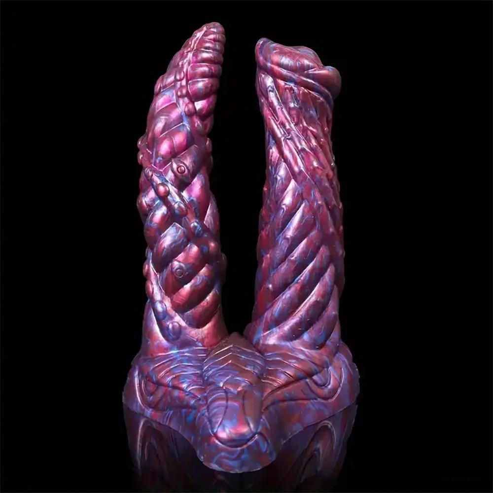 Colorful textured double-ended fantasy dildo, photo 6