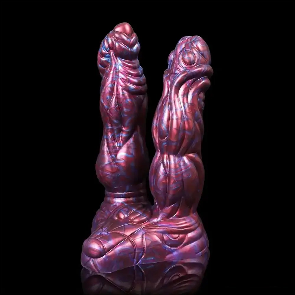 Colorful textured double-ended fantasy dildo, photo 7