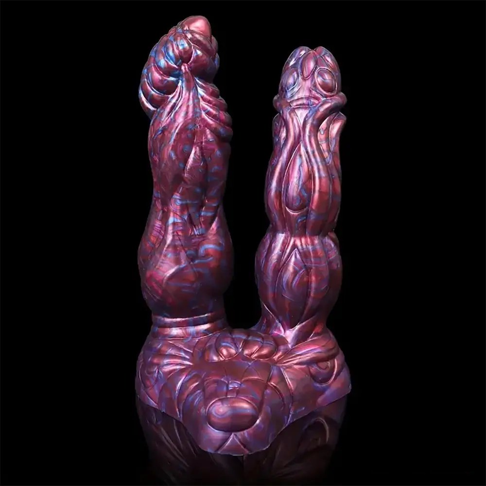Colorful textured double-ended fantasy dildo, photo 8