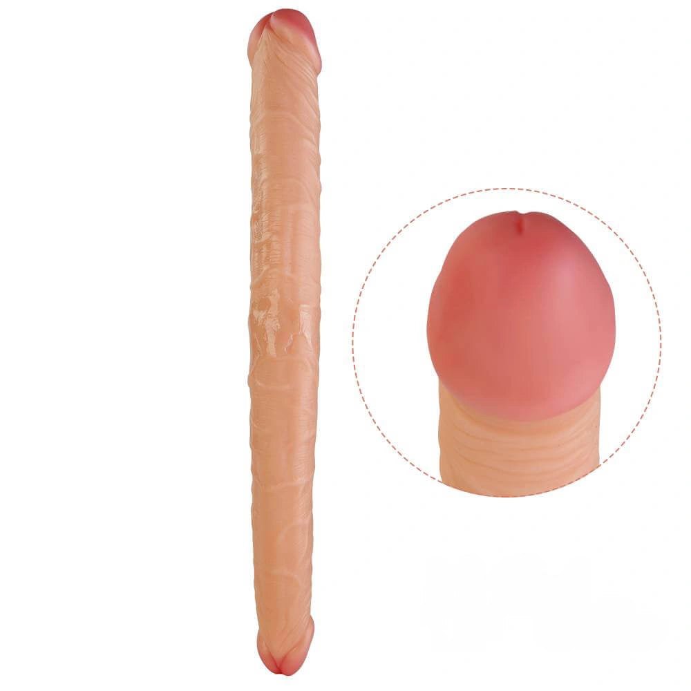 Flesh double-ended realistic dildo, photo 1