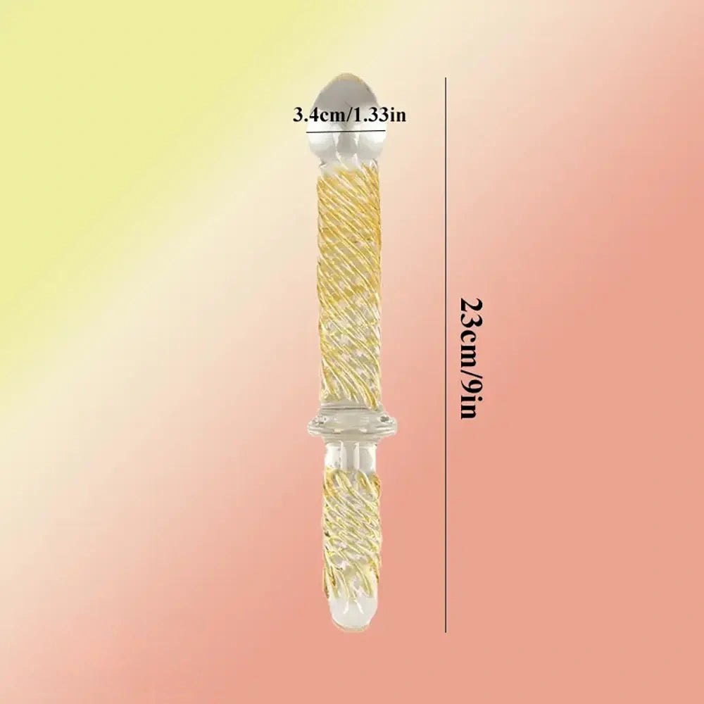 Double-ended ribbed glass wand dildo, photo 5