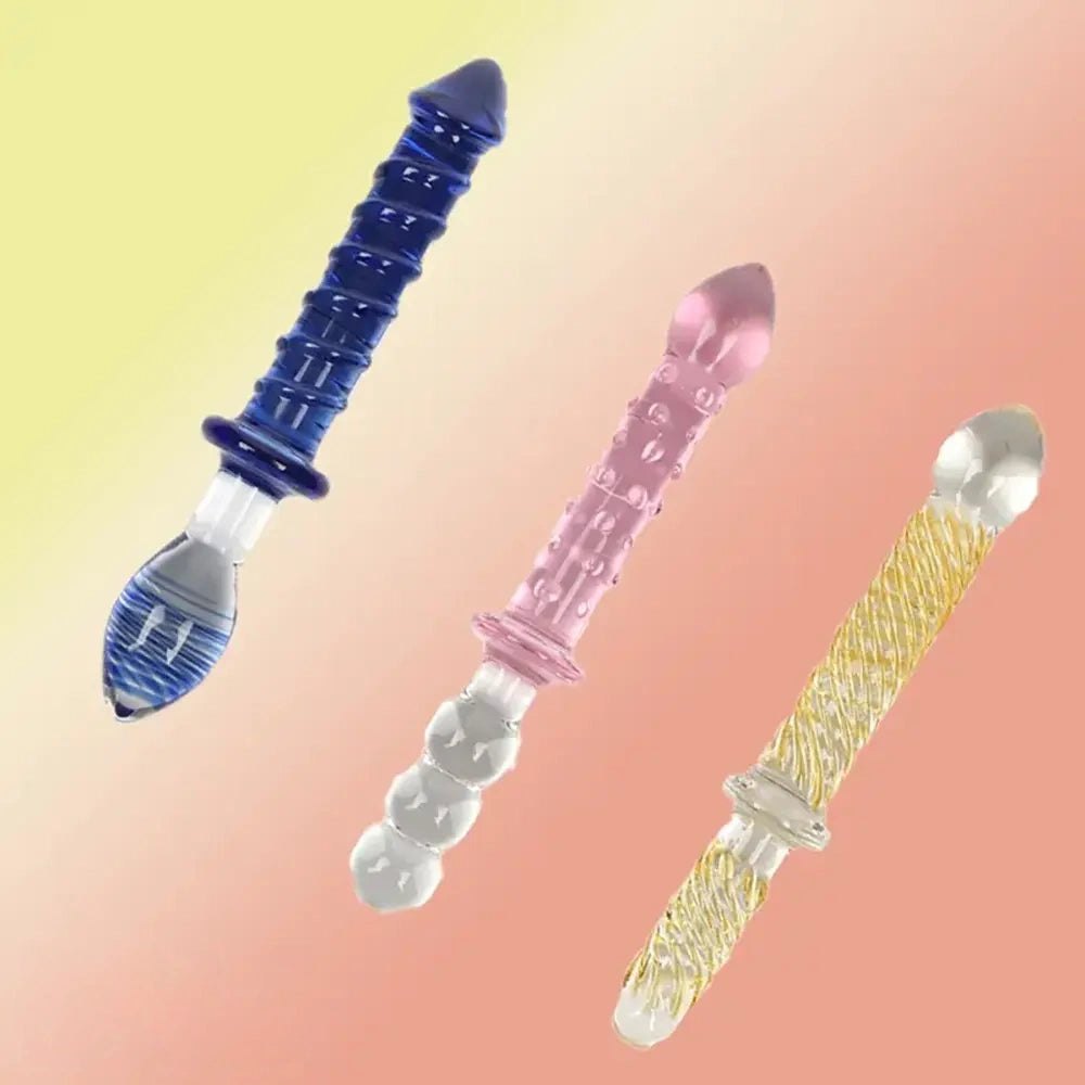 Double-ended ribbed glass wand dildo, photo 6