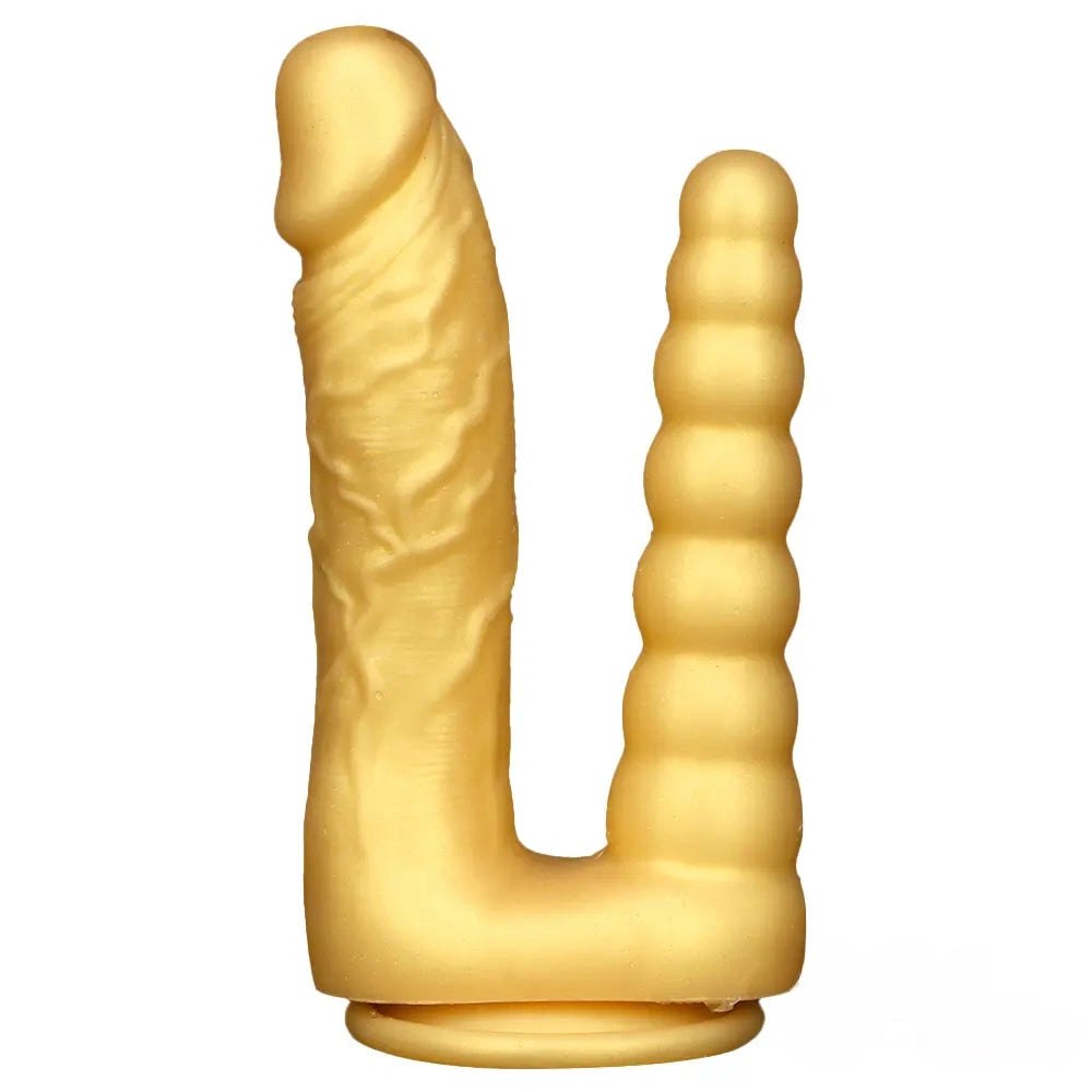 Gold double-ended suction cup dildo, photo 1