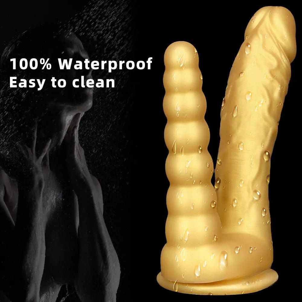 Gold double-ended suction cup dildo, photo 2