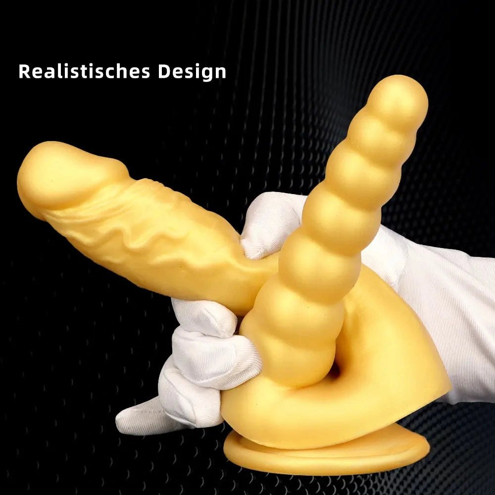 Gold double-ended suction cup dildo, photo 3