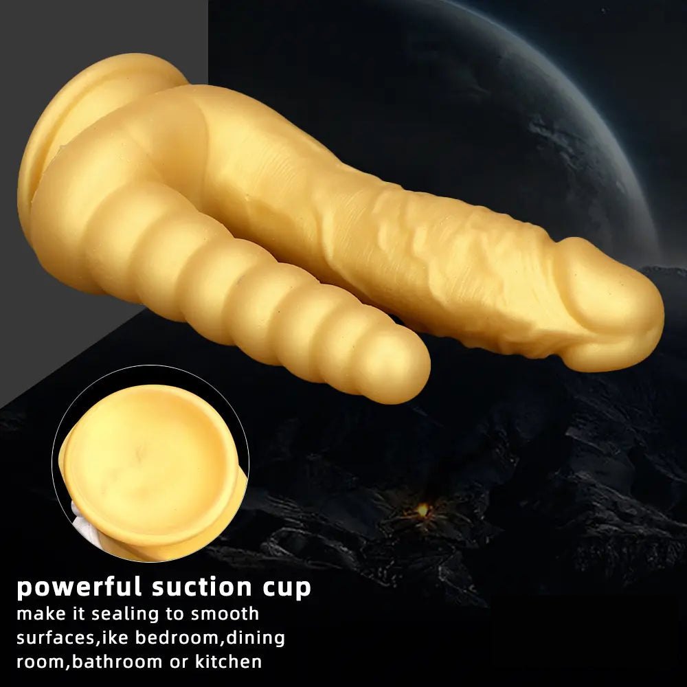 Gold double-ended suction cup dildo, photo 5