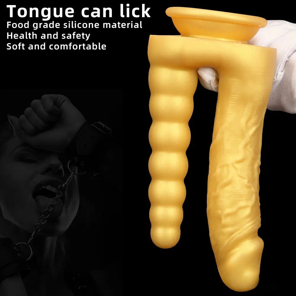 Gold double-ended suction cup dildo, photo 7