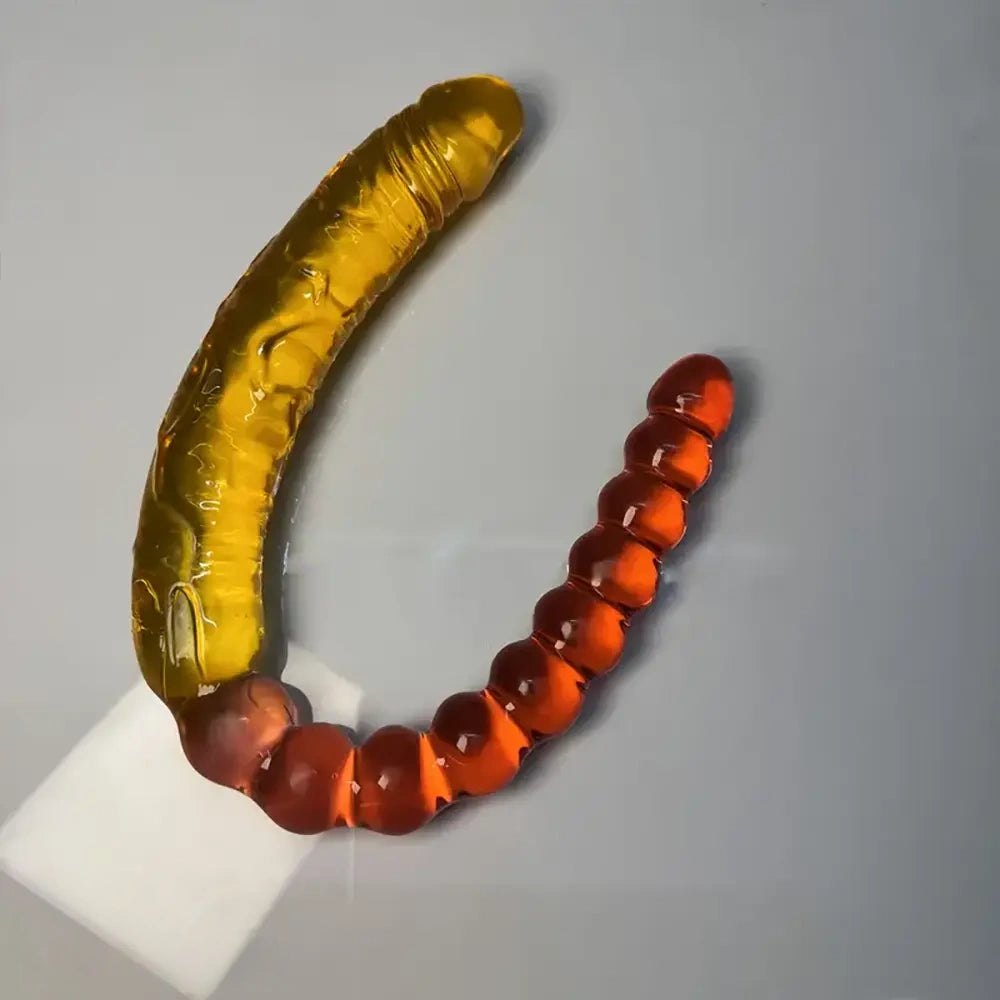 A double-ended jelly dildo
