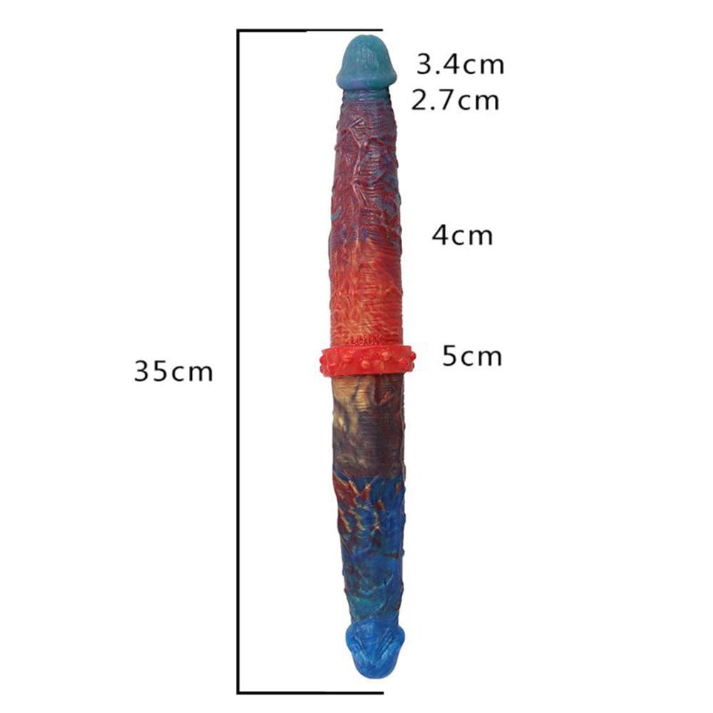 Multicolor double-ended liquid silicone dildo, photo 10