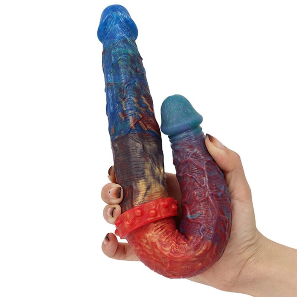 Multicolor double-ended liquid silicone dildo, photo 2