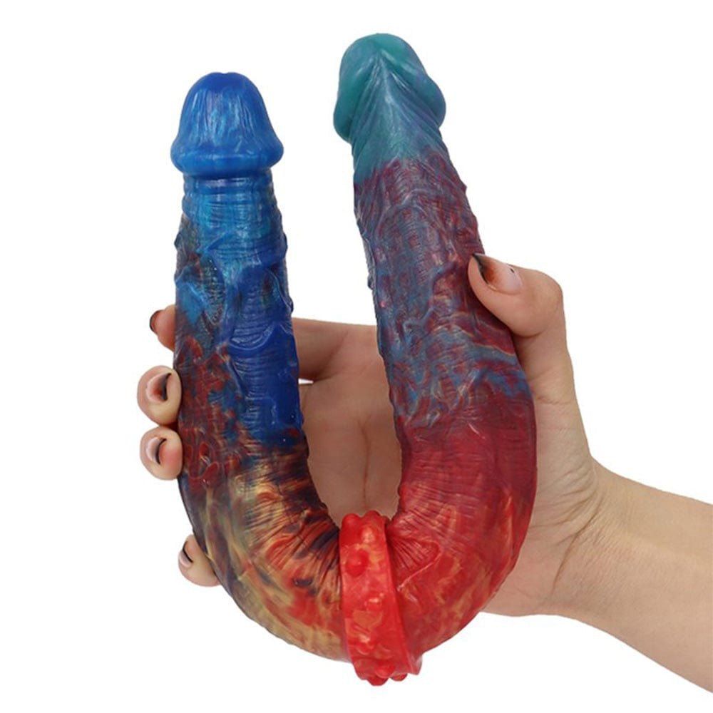 Multicolor double-ended liquid silicone dildo, photo 3