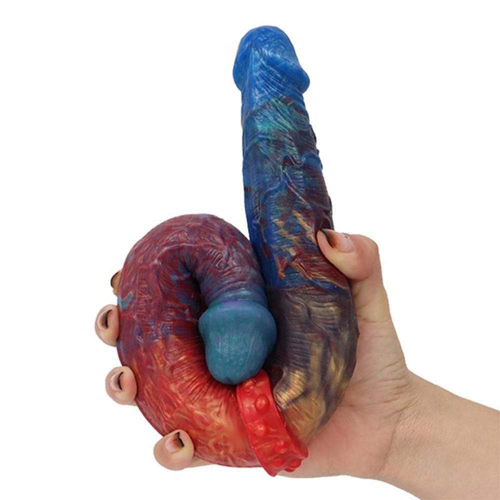 Multicolor double-ended liquid silicone dildo, photo 4