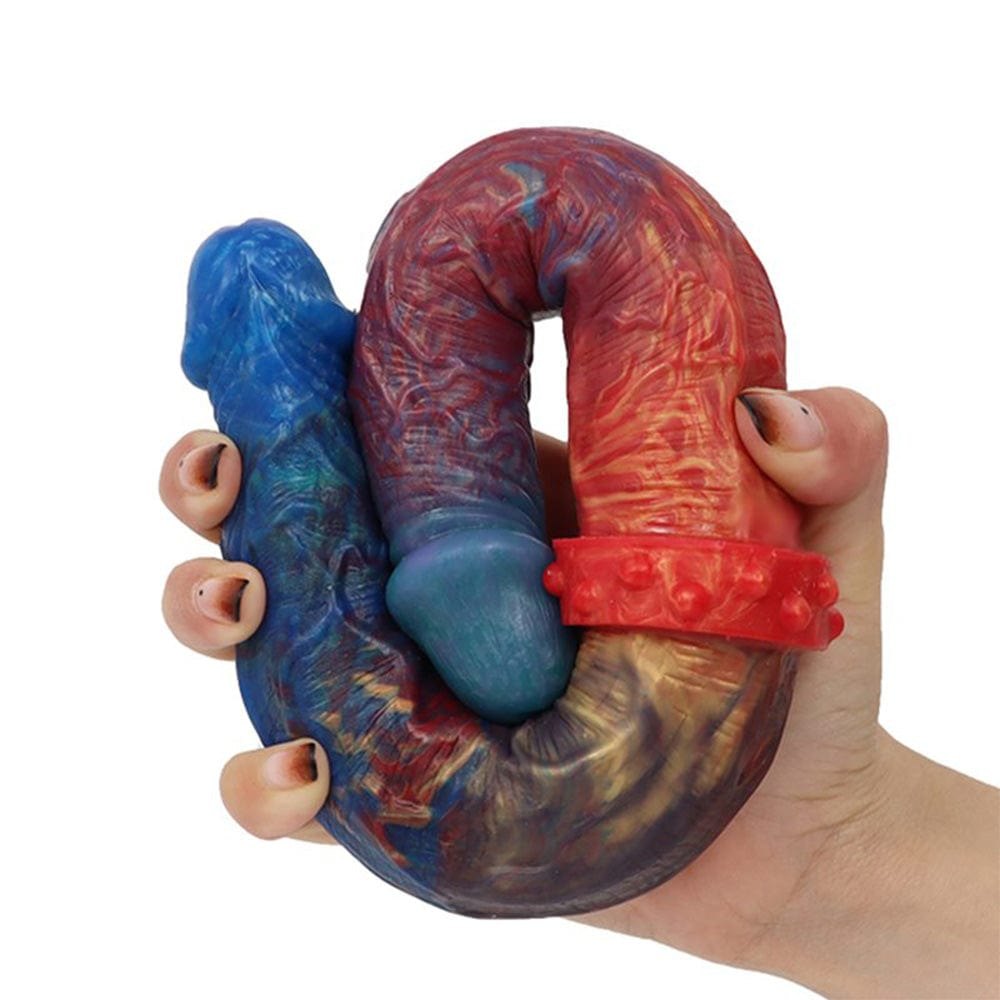 Multicolor double-ended liquid silicone dildo, photo 5