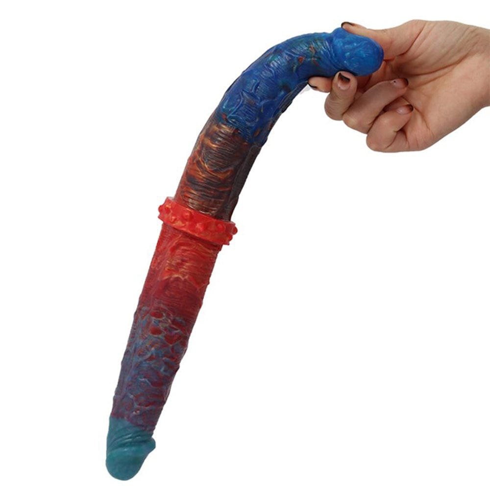 Multicolor double-ended liquid silicone dildo, photo 8