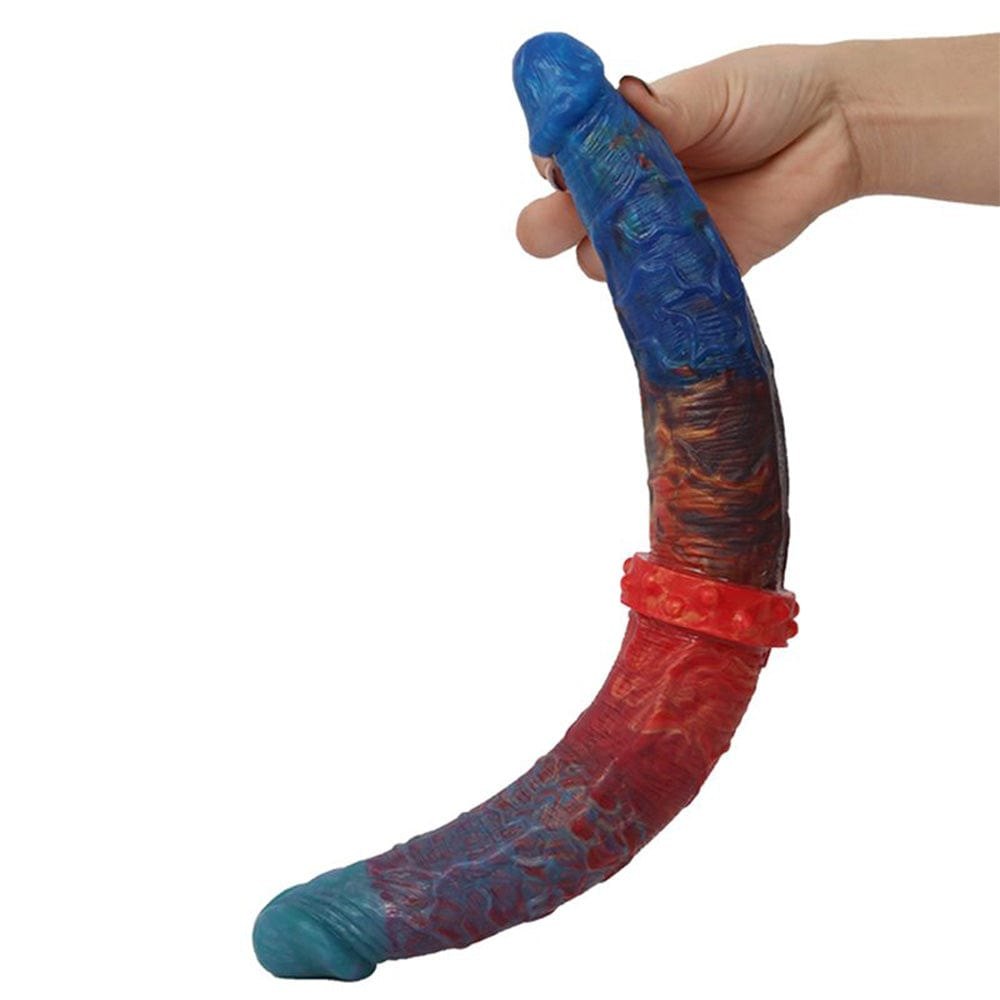 Multicolor double-ended liquid silicone dildo, photo 9