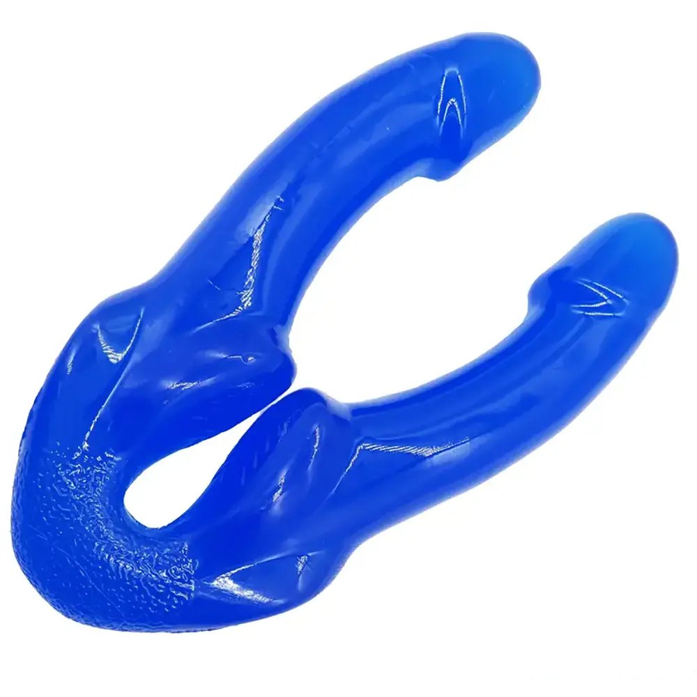 Blue double-ended pvc dildo