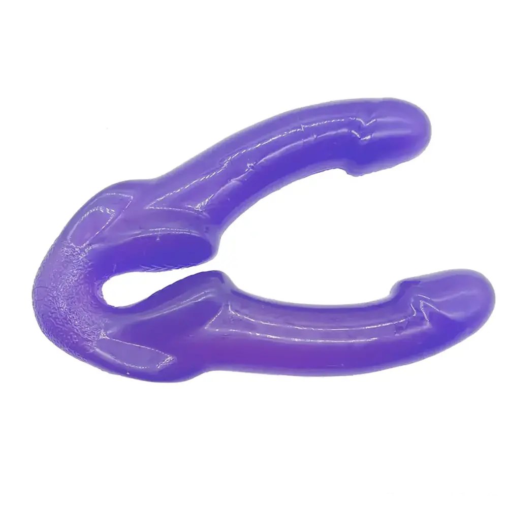 Purple double-ended pvc dildo