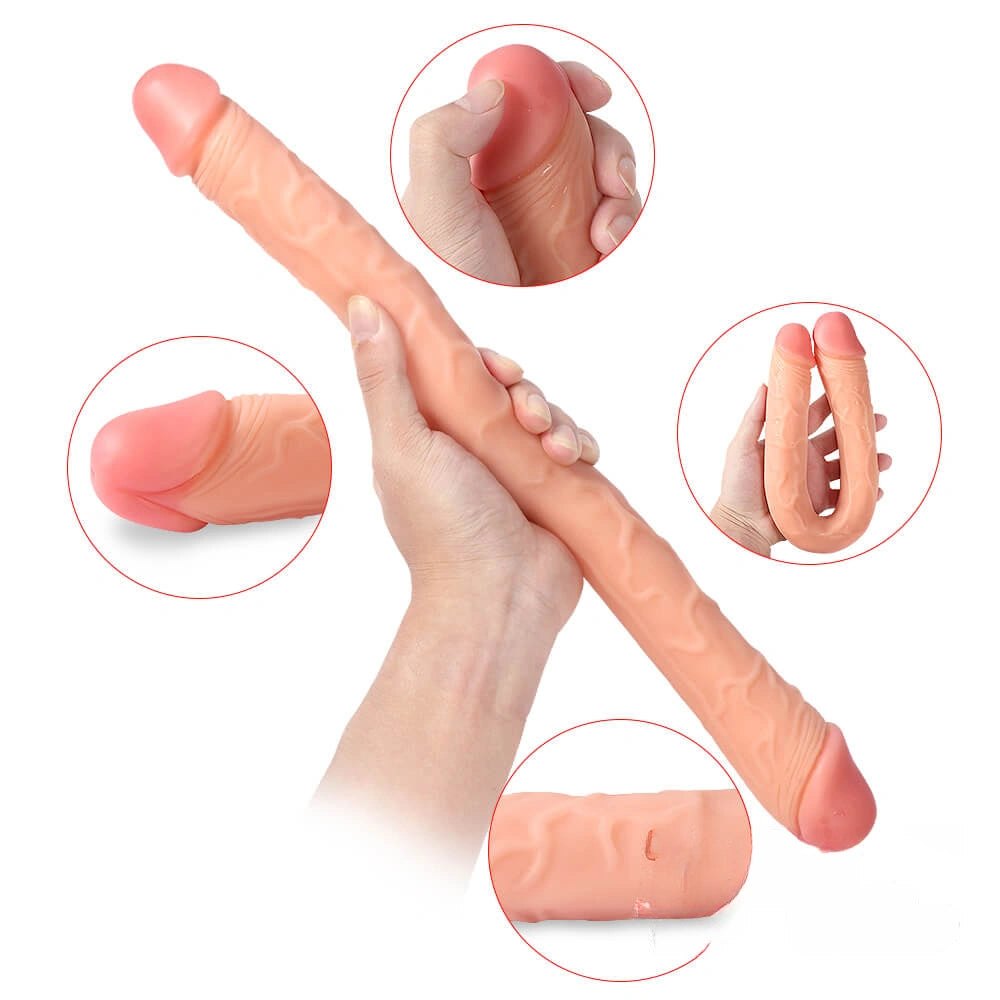 Flesh pvc double ended realistic dildo, photo 1