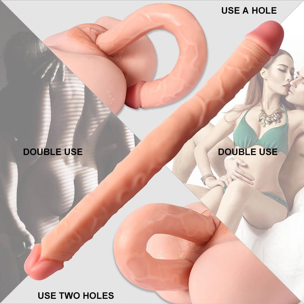Flesh pvc double ended realistic dildo, photo 2