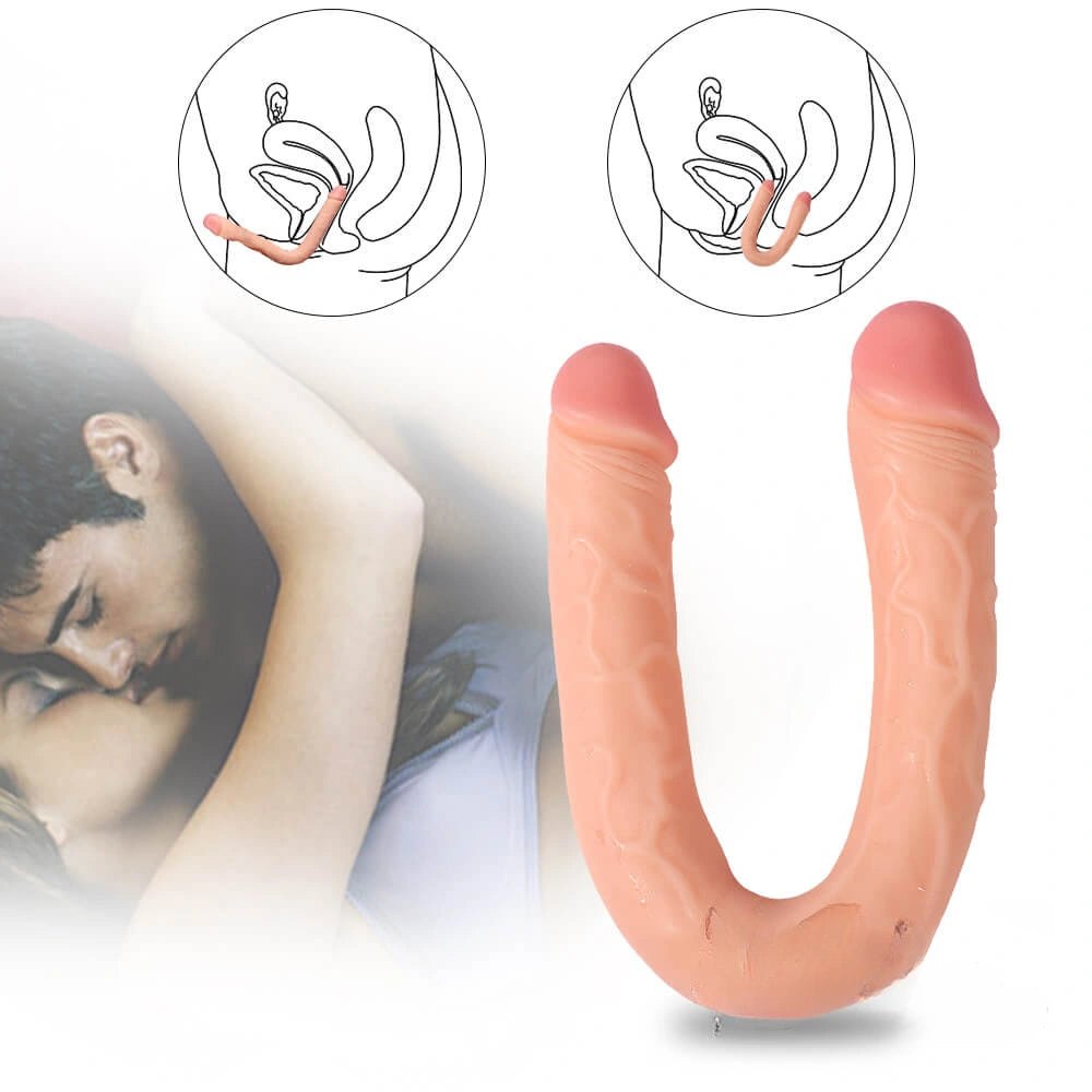 Flesh pvc double ended realistic dildo, photo 8