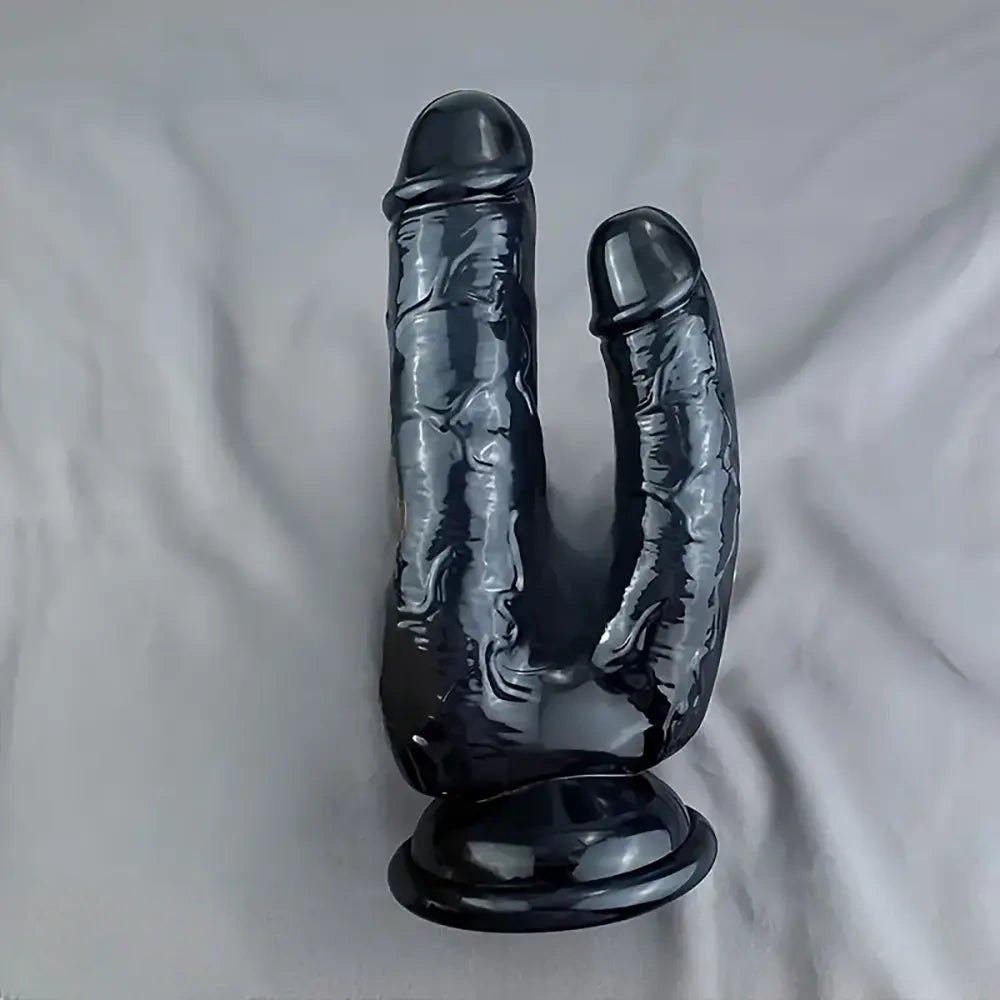 Black double-ended realistic pvc dildo