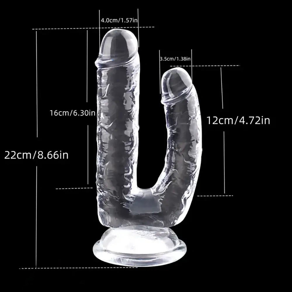 Clear double-ended realistic pvc dildo