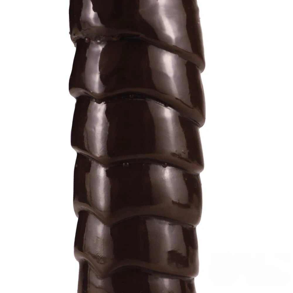 Coffee brown ribbed double-ended dildo, photo 4