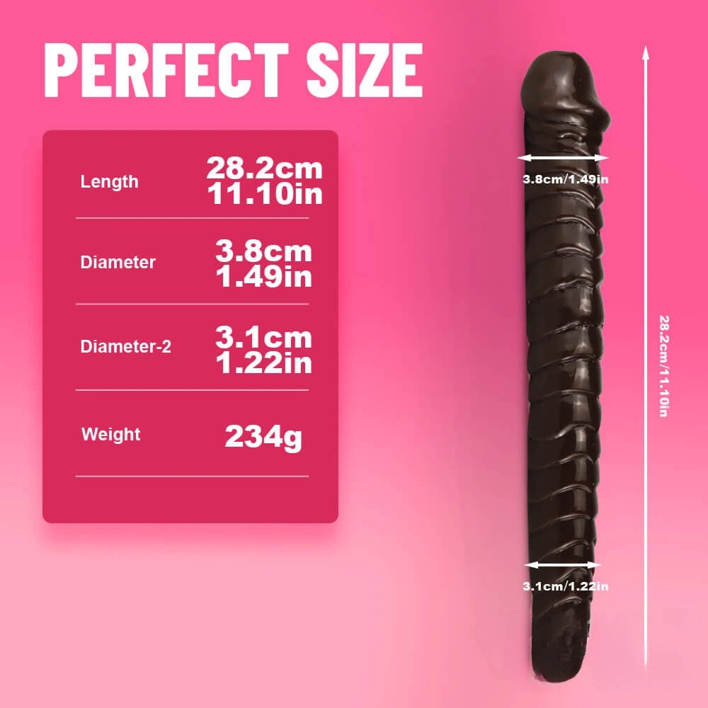 Coffee brown ribbed double-ended dildo, photo 5