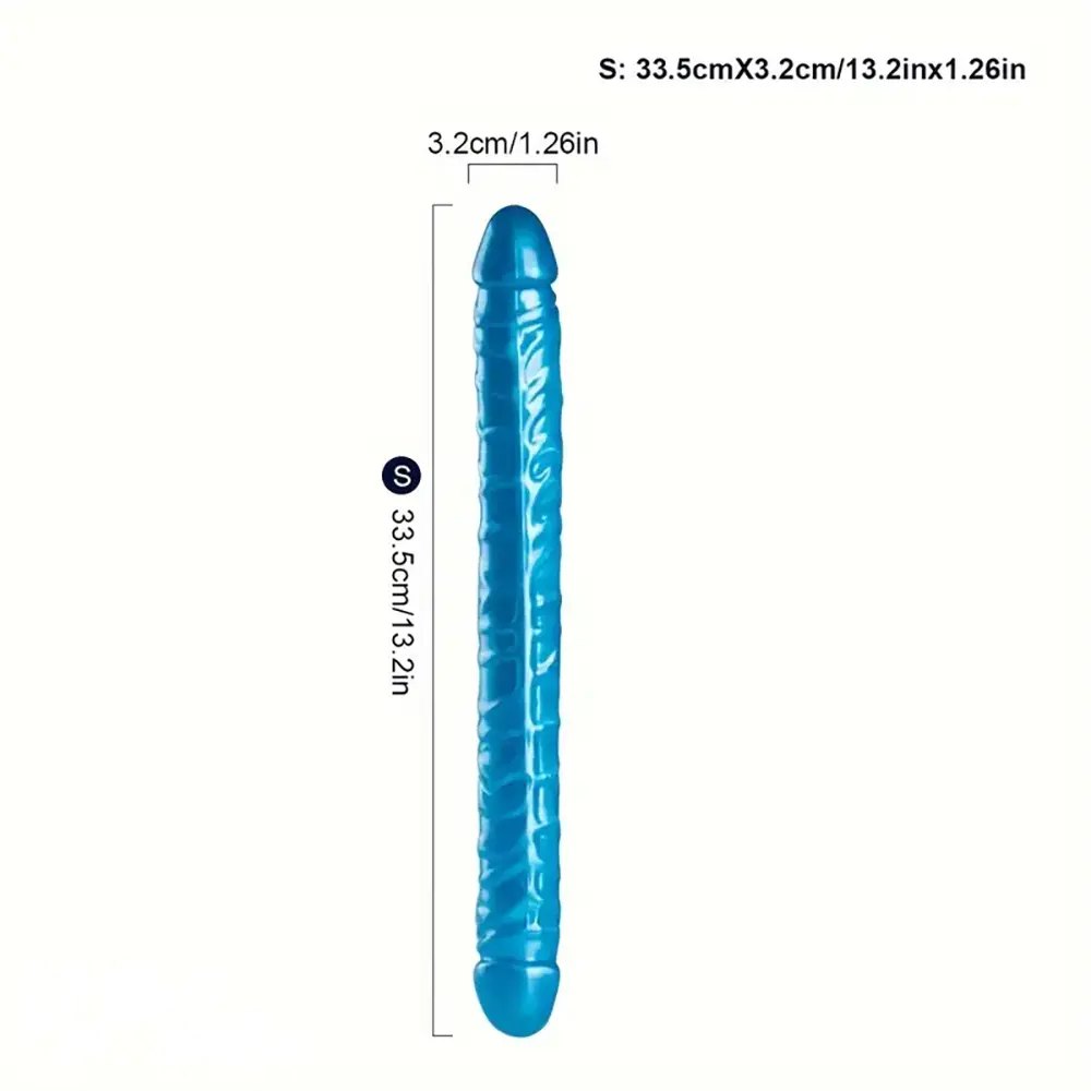 Blue double ended ribbed flexible dildo