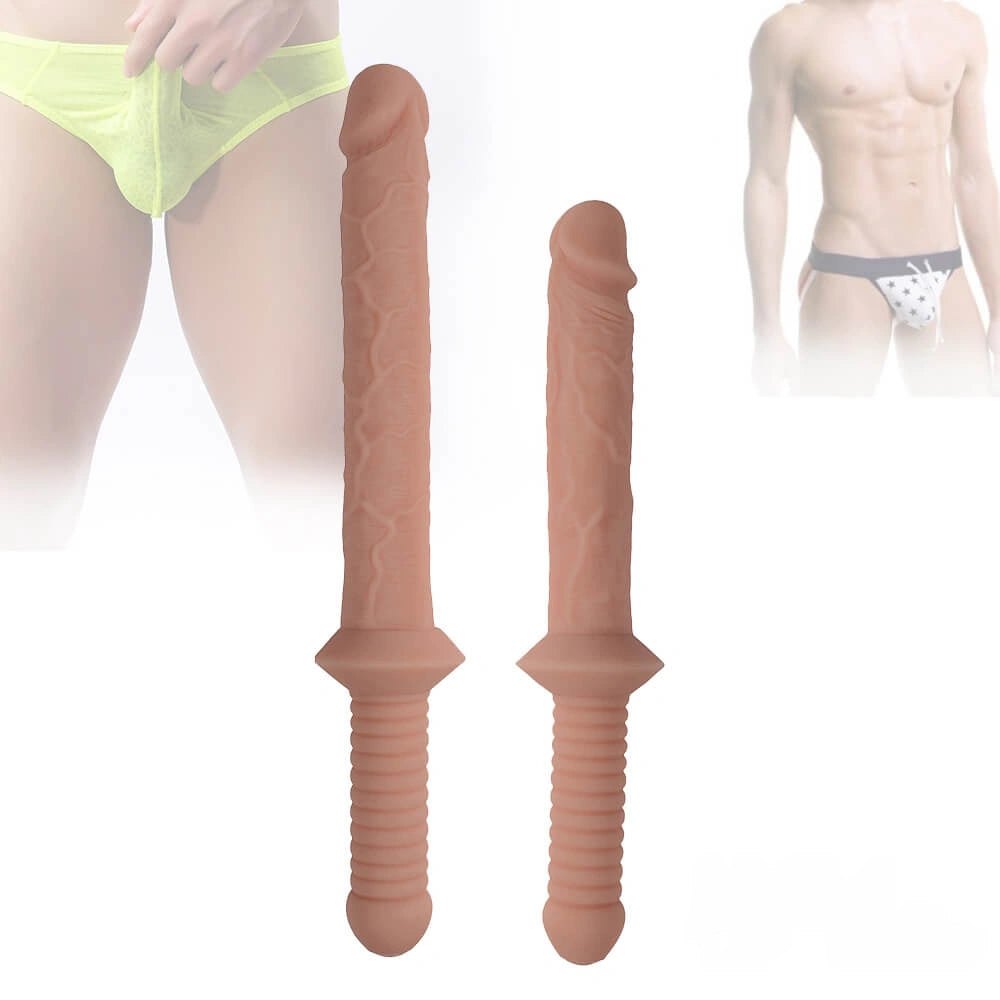 Flesh-tone ribbed double-head dildo, photo 1