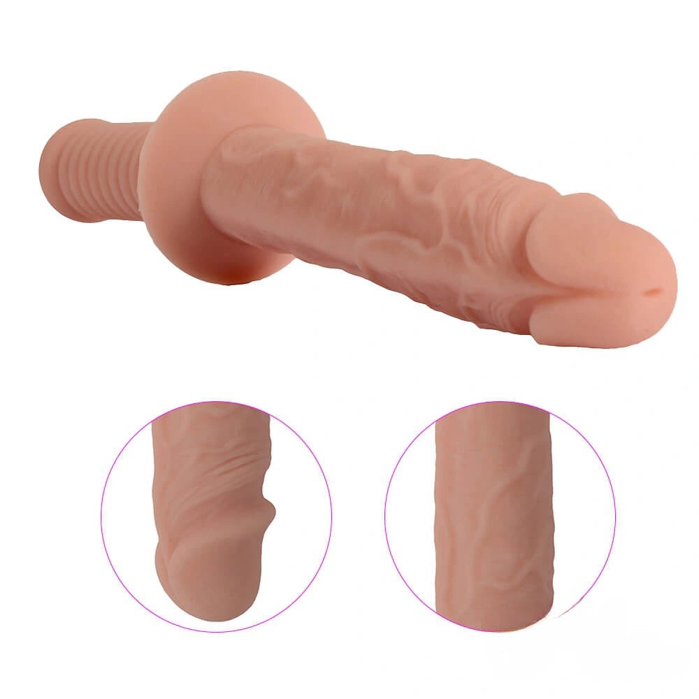 Flesh-tone ribbed double-head dildo, photo 8