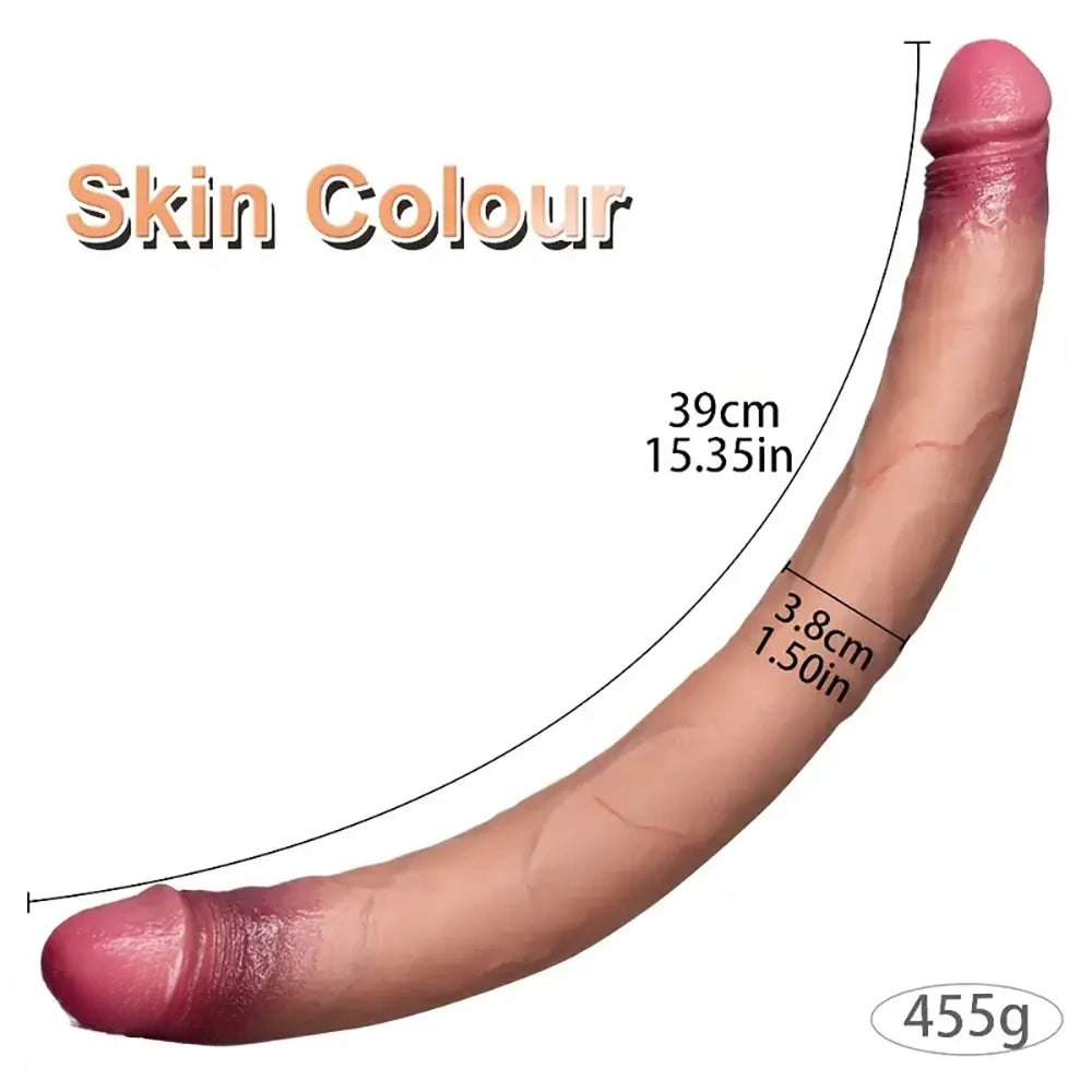 Flesh double-ended silicone dildo