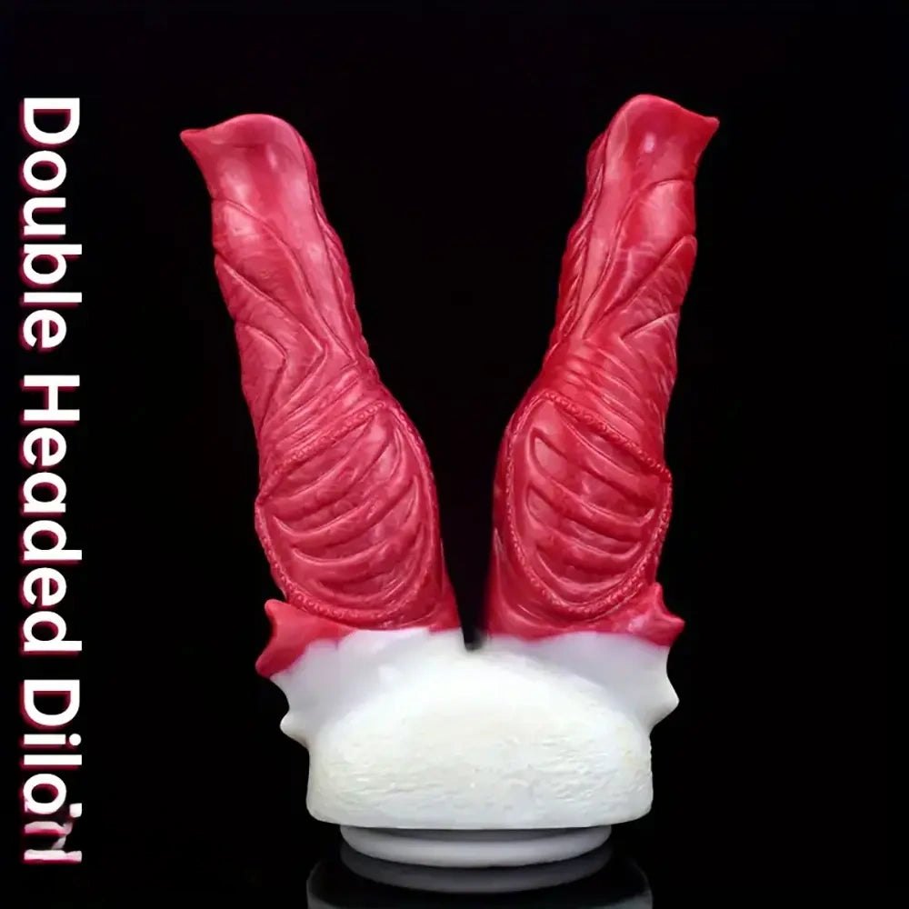 Red double-ended silicone dildo, photo 1