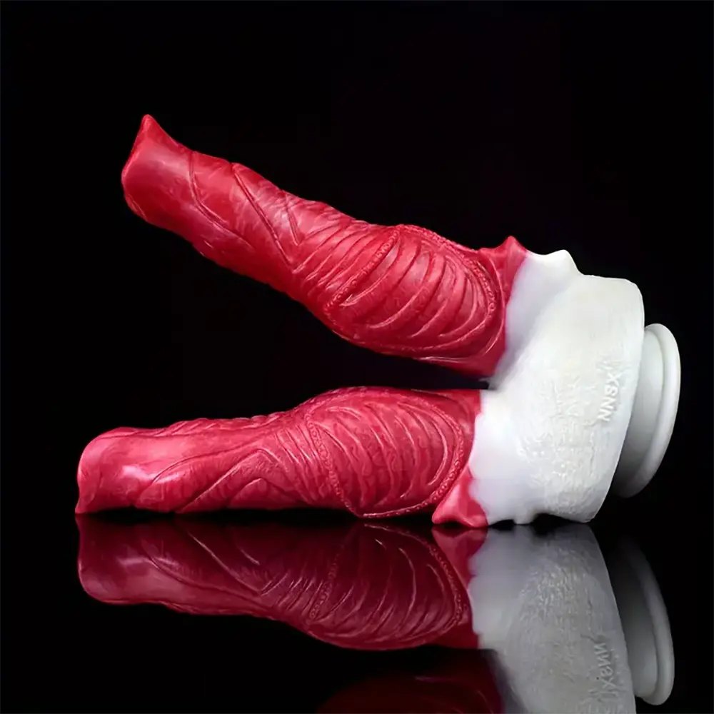 Red double-ended silicone dildo, photo 12