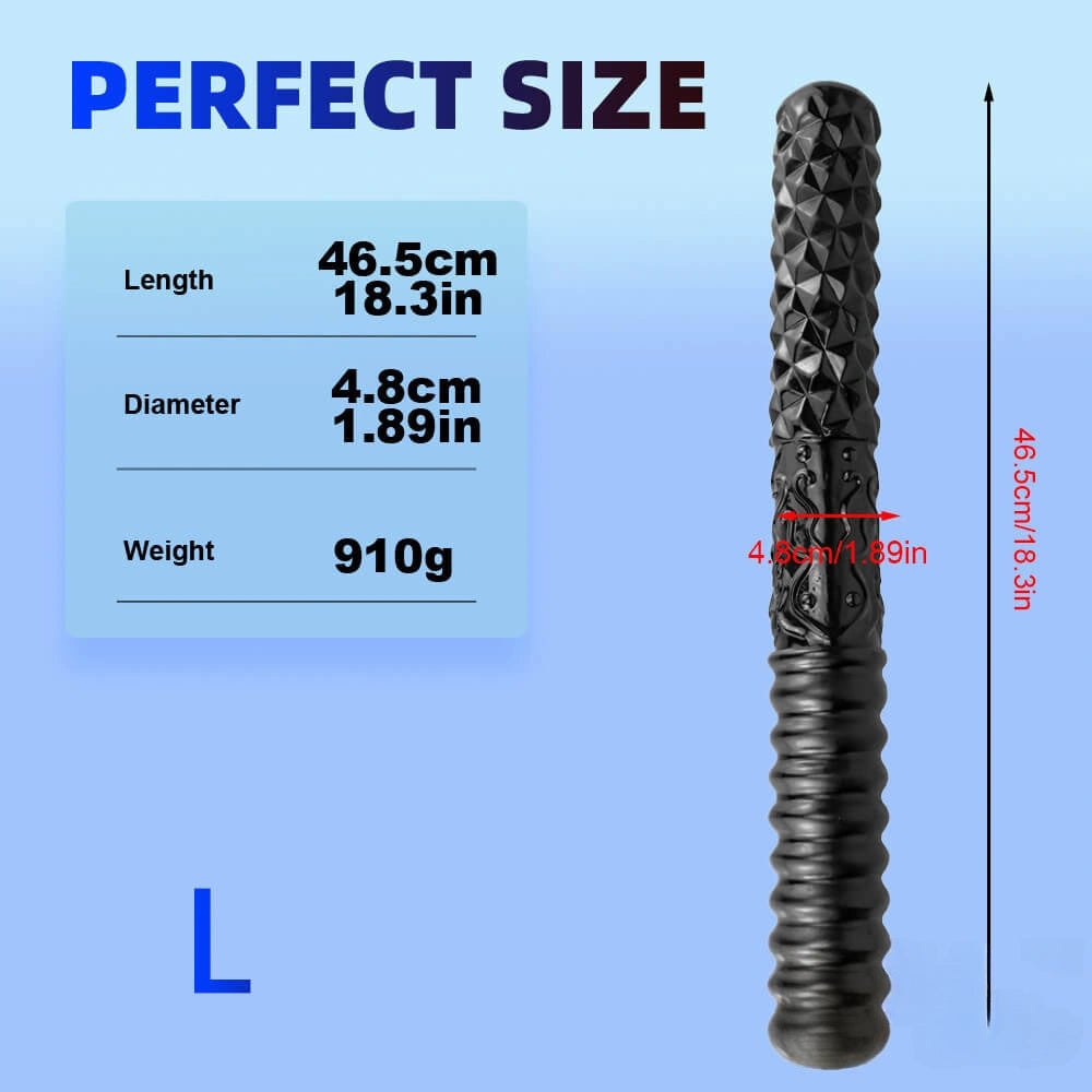Black ribbed double ended textured dildo