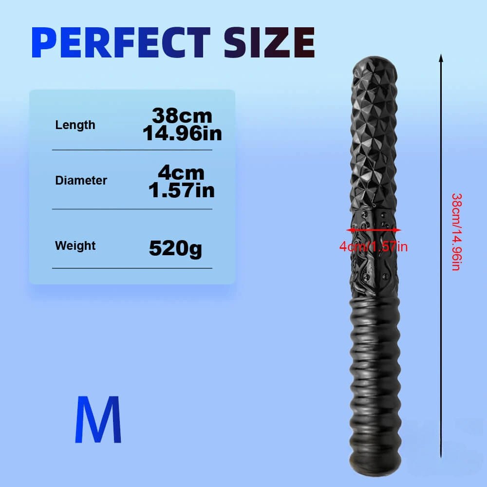 Black ribbed double ended textured dildo