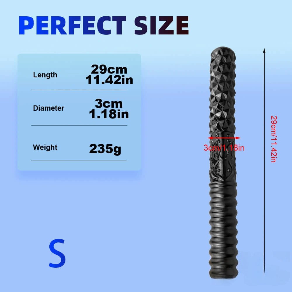 Black ribbed double ended textured dildo