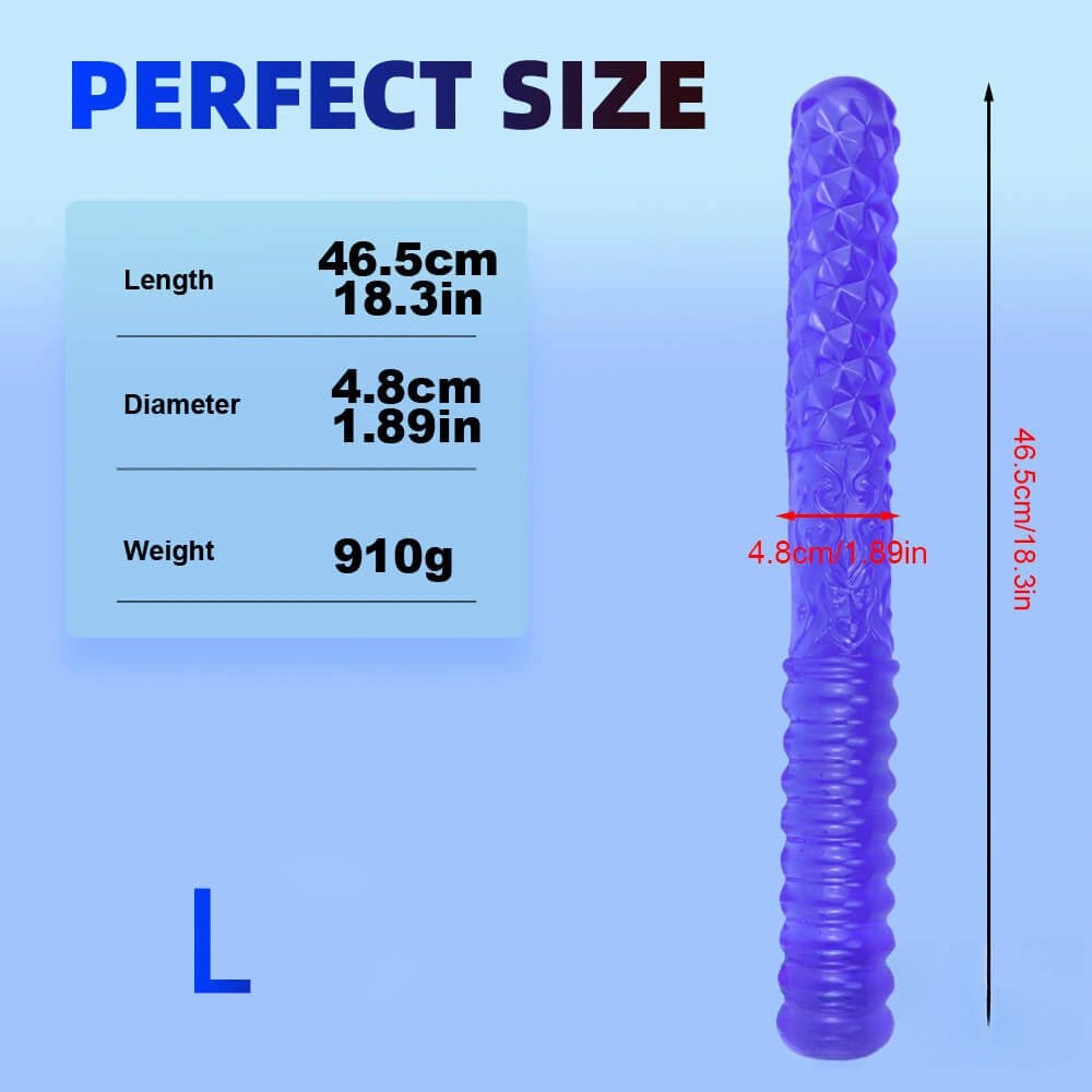 Blue ribbed double ended textured dildo