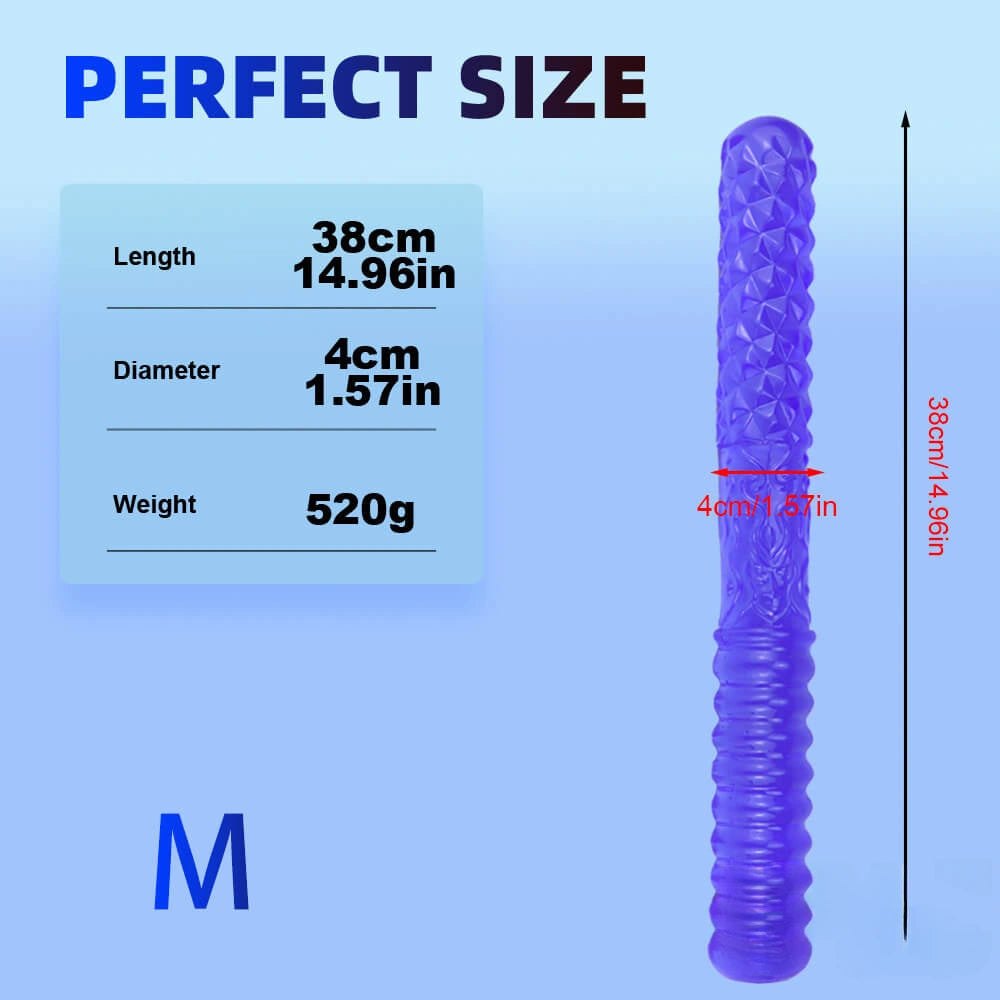 Blue ribbed double ended textured dildo