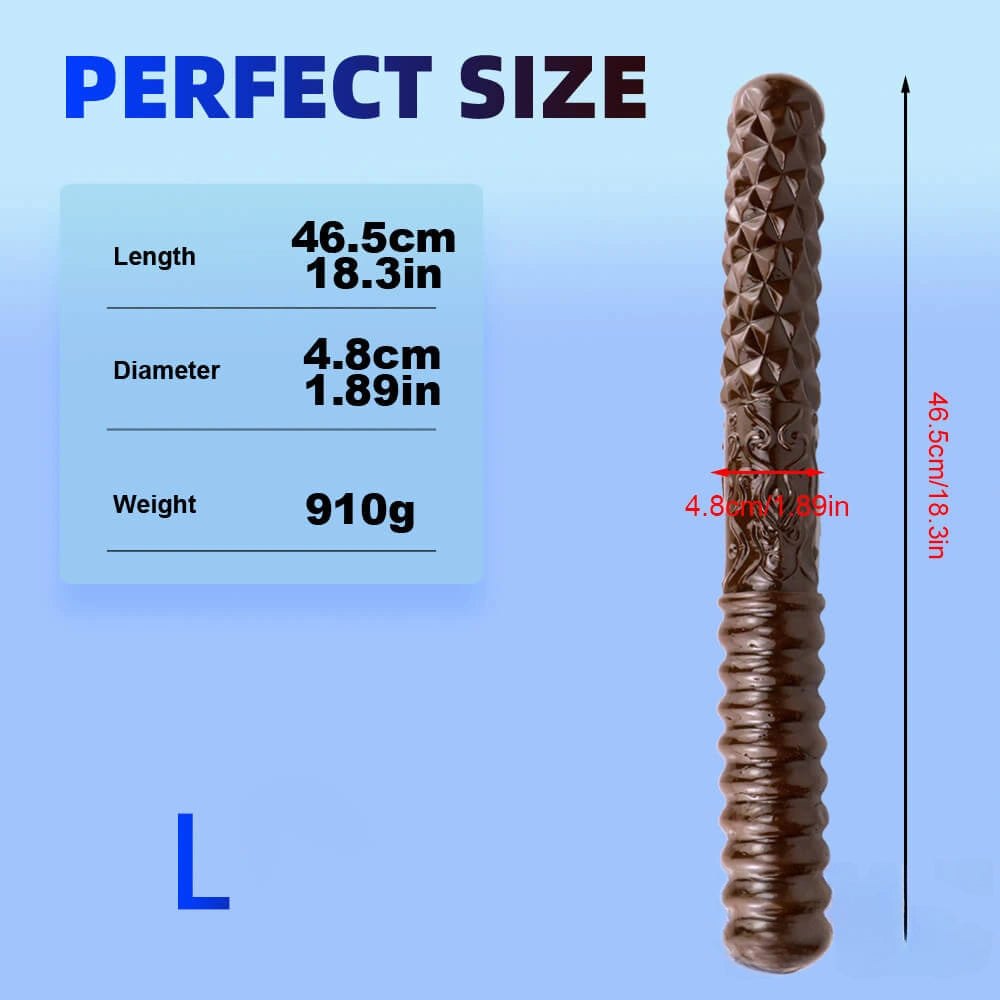 Brown ribbed double ended textured dildo
