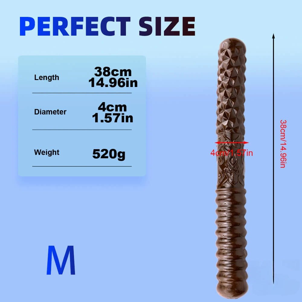 Brown ribbed double ended textured dildo
