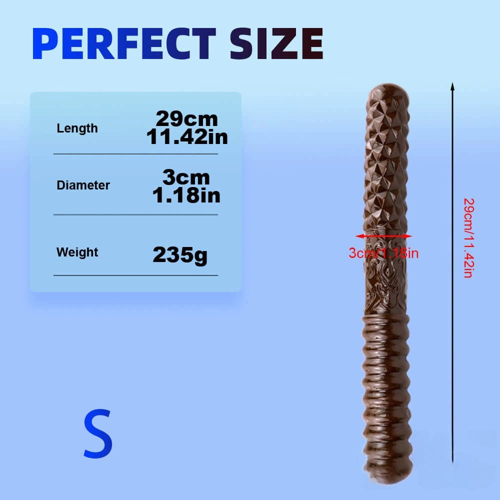 Brown ribbed double ended textured dildo